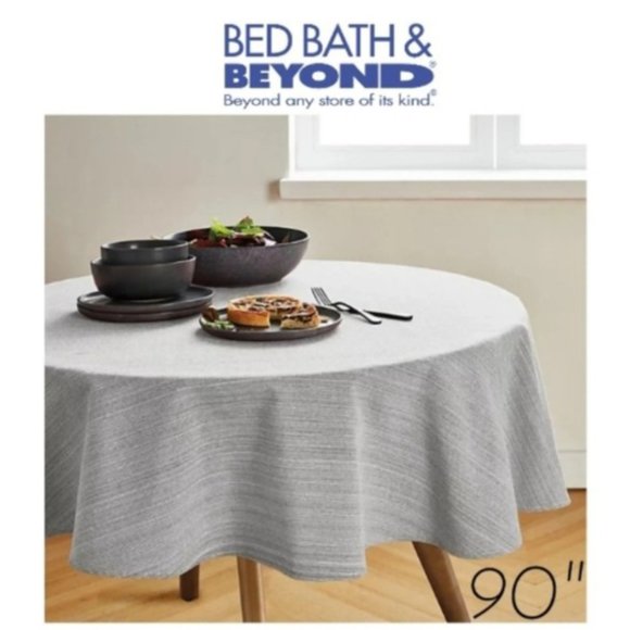 Our Table Textured Tablecloth, Alloy, 90" Round - Picture 1 of 1